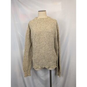 Vintage Boston Traders Sweater Mens Heavy Knit Oatmeal Beige Crew Neck Chunky